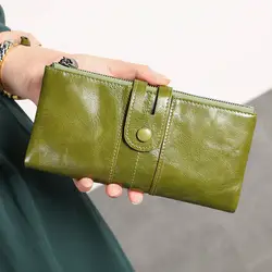 2018 натуральная кожа Для женщин бумажник леди длинный кошелек женский кошелек зажим для денег Для женщин кошелек клатч удобный Portomonee rfid
