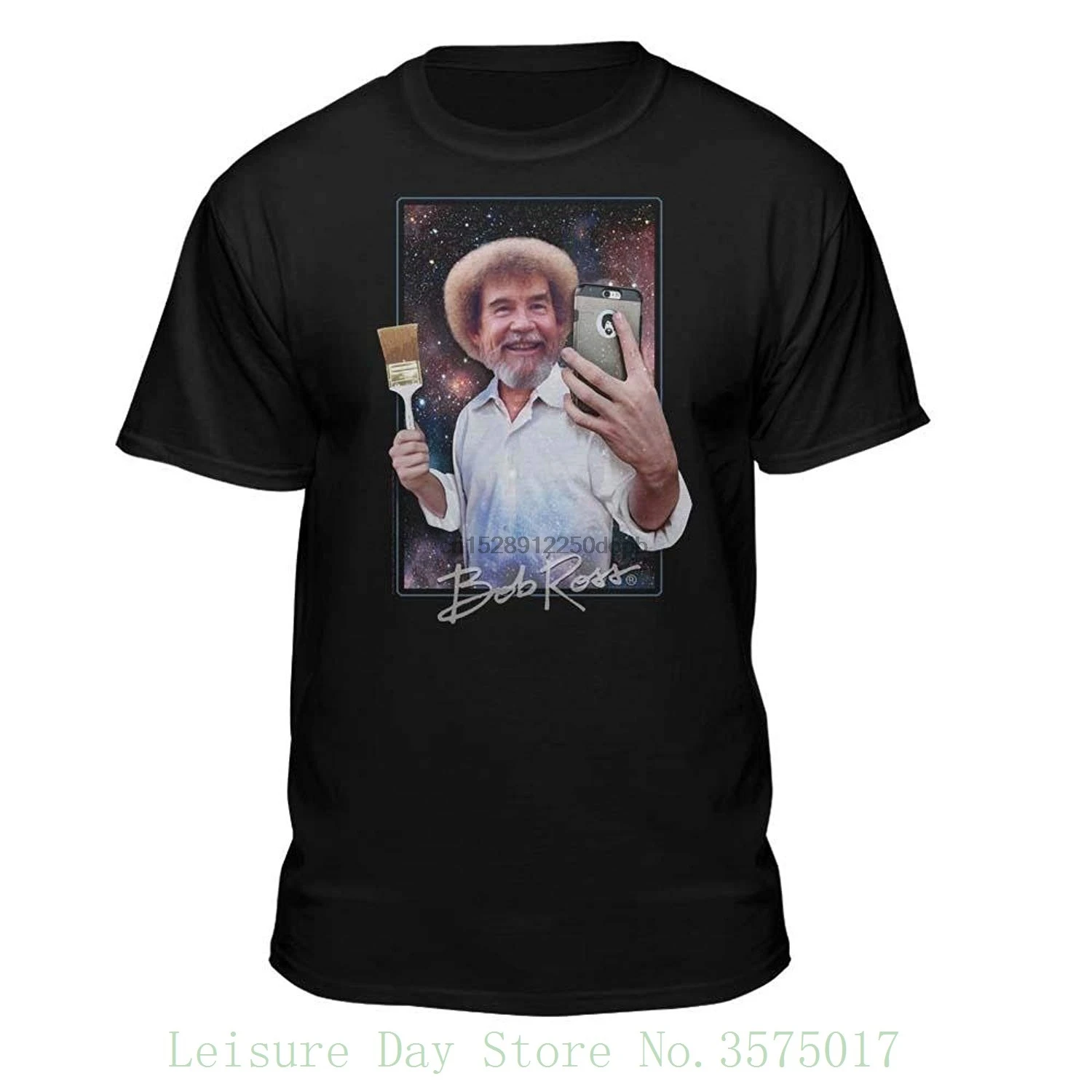 

Bob Ross Selfie Licensed T-shirt Quality T Shirts Men Printing Short Sleeve O Neck Tshirt