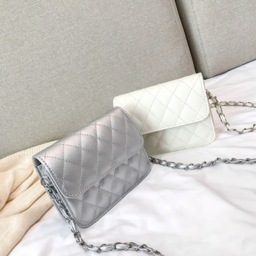 2018 New Women bag Women leather Handbags Fashion Plaid Chains Shoulder