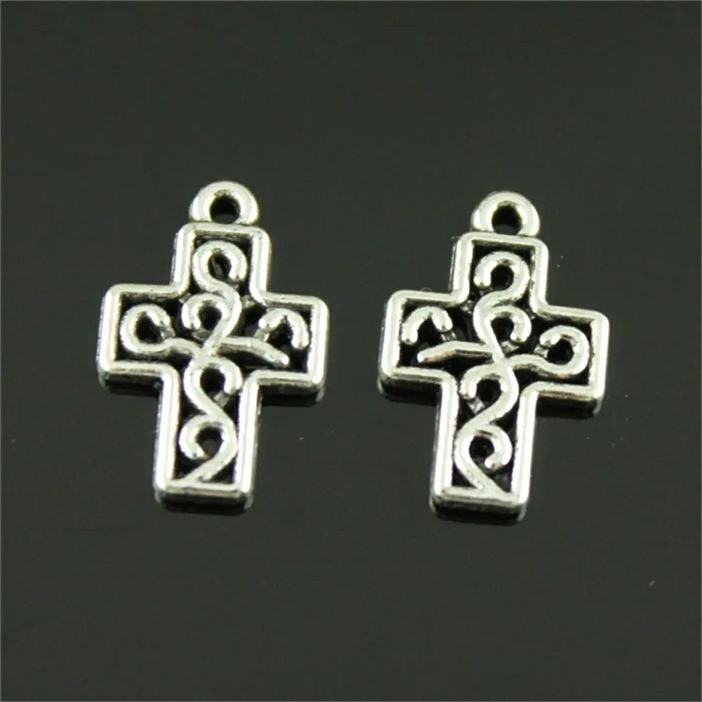 15pcs Charms Small Cross Pendant Charms Cross Antique Silver Color