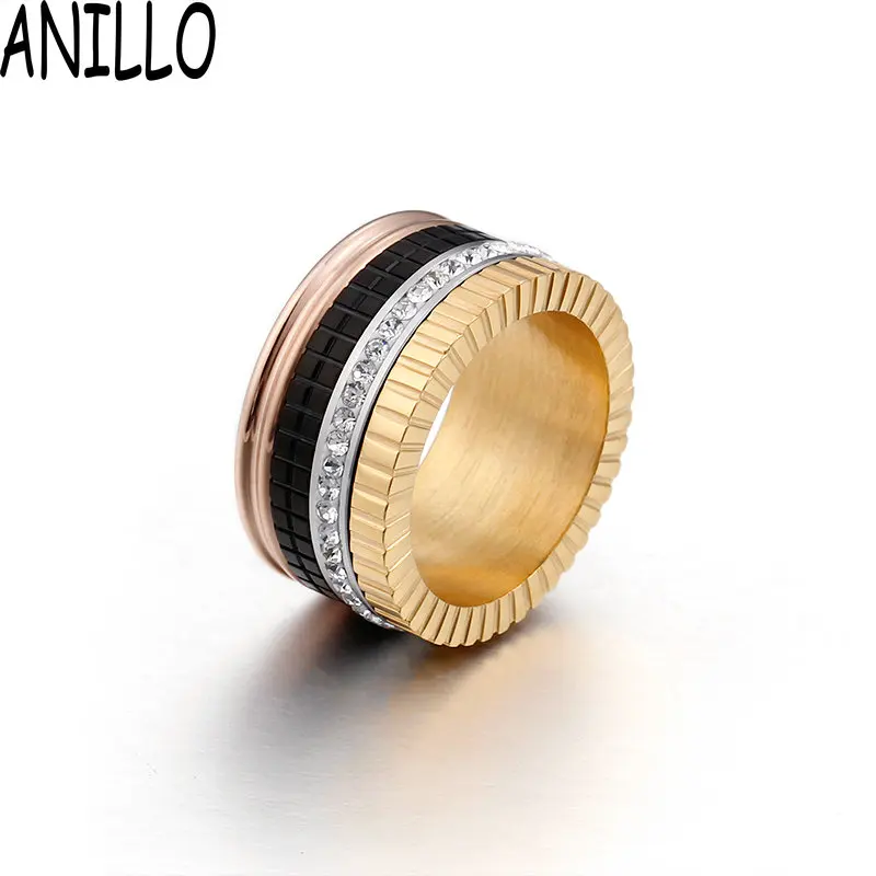 

ANILLO Women Rings Fashion Fine Multi-Layer Mixed Color Mosaic Zircon Stainless Steel Wedding Love Jewelry