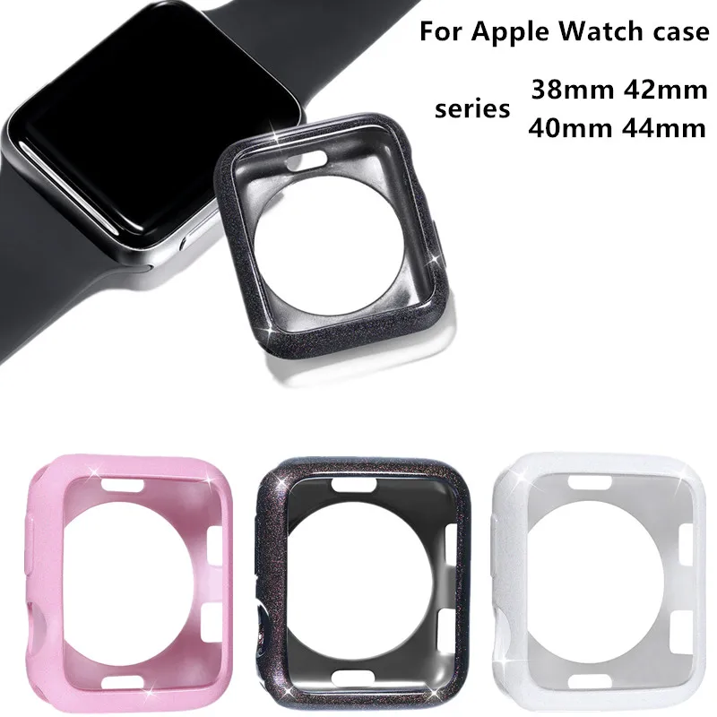 Блестящий Алмазный чехол для Apple watch 4 3 2 1 Кристальный силиконовый защитный Iwatch 44