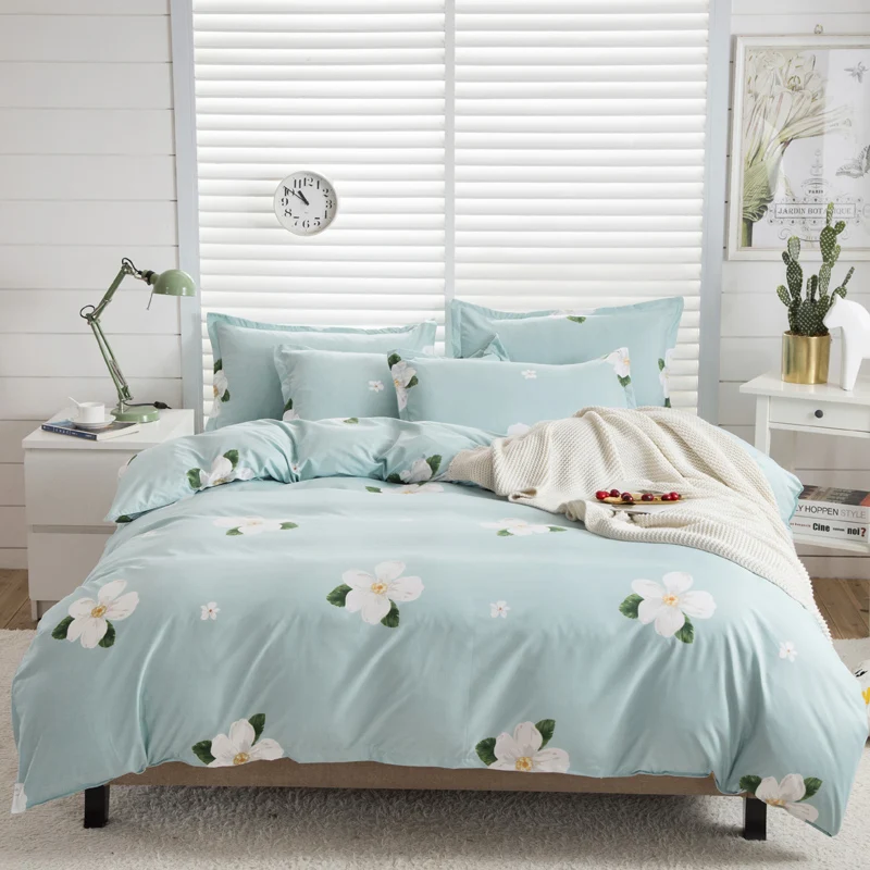 

Polyester Cotton Soft Bedding Sets Full King Twin Queen King Size 4Pcs Bed Sheet Duvet Cover Set Pillowcase Without Comforter
