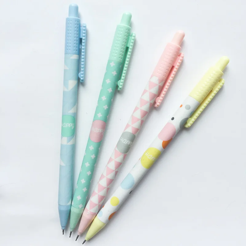 

2 pcs/lot Fresh simple Press Mechanical Pencil Cute Plastic Drawing Writing Automatic Pen School Office Supplies Escolar