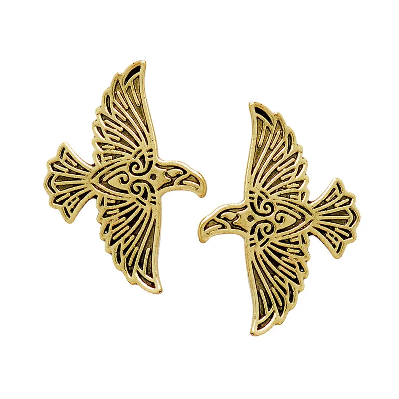 

Viking Flying Eagle Pin Gold Silver Norse Crow Enamel Brooches For Men Vintage Animal Pins Button Badge Coat Brooch for kids