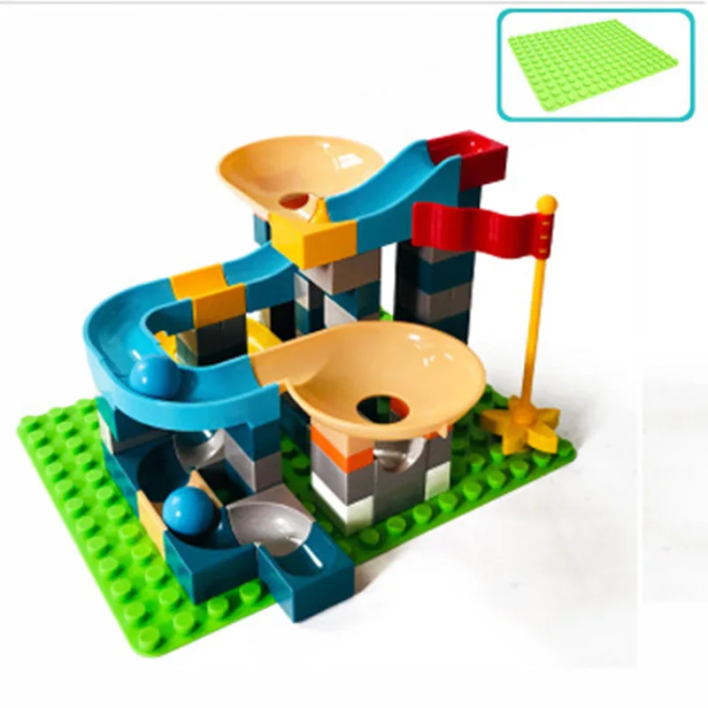 

55-100Pcs Marble Race Run Maze Balls Track Building Blocks Funnel Slide Big Building Brick Compatible legoinglys duploed