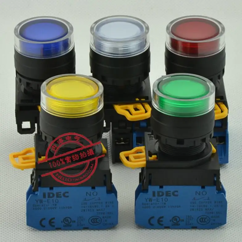 [SA] Кнопка IDEC с подсветкой 22 мм самосброс YW1L-MF2E10Q4 * полная защитная крышка DC24V