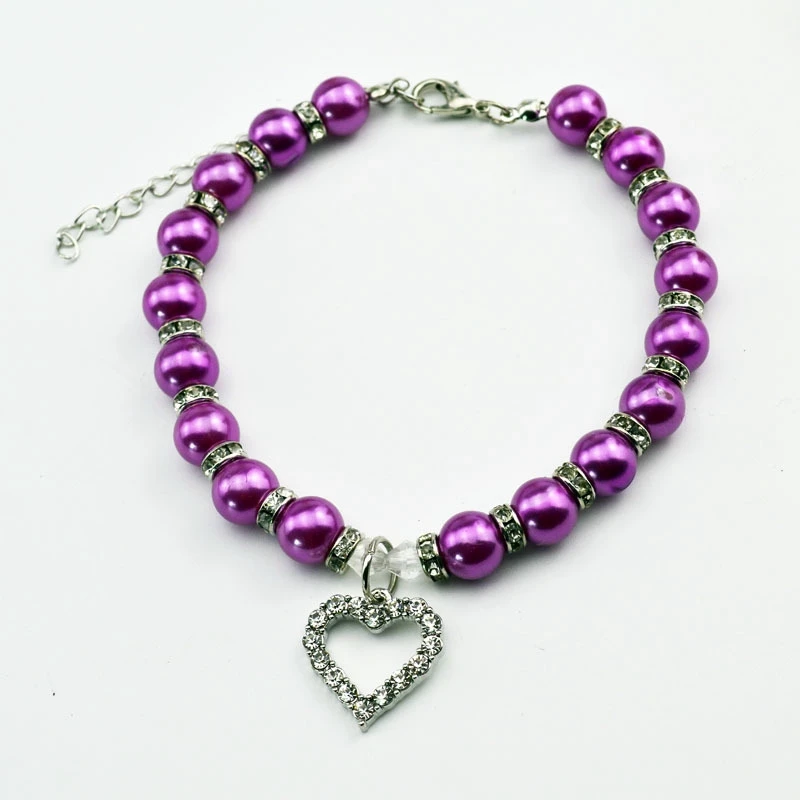 Cat Necklace Pet Cat Collar For Cats Collier Chat Dog Collar For Cats Pearl Collar Fashion Accessories Love Diamond Chihuahua