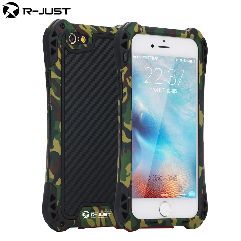 

Silicone+Alloy 2 in 1 Metal Case For iPhone 6 6S Plus Skin Protection Cover Outdoor Sport Camouflage Cell Phone Cases Anti knock