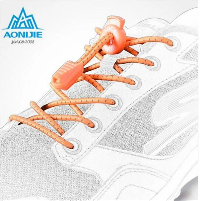 

AONIJIE Men Women Outdoor Sports Reflective Laces Convenient Quick Safe Elastic Shoelace Climbing Running Riding Hiking 120cm