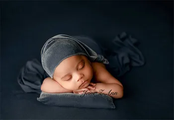 

Jane Z Ann Luxuryvelvet night cap +pillow+headband 3pc sets Baby studo newborn Photography props