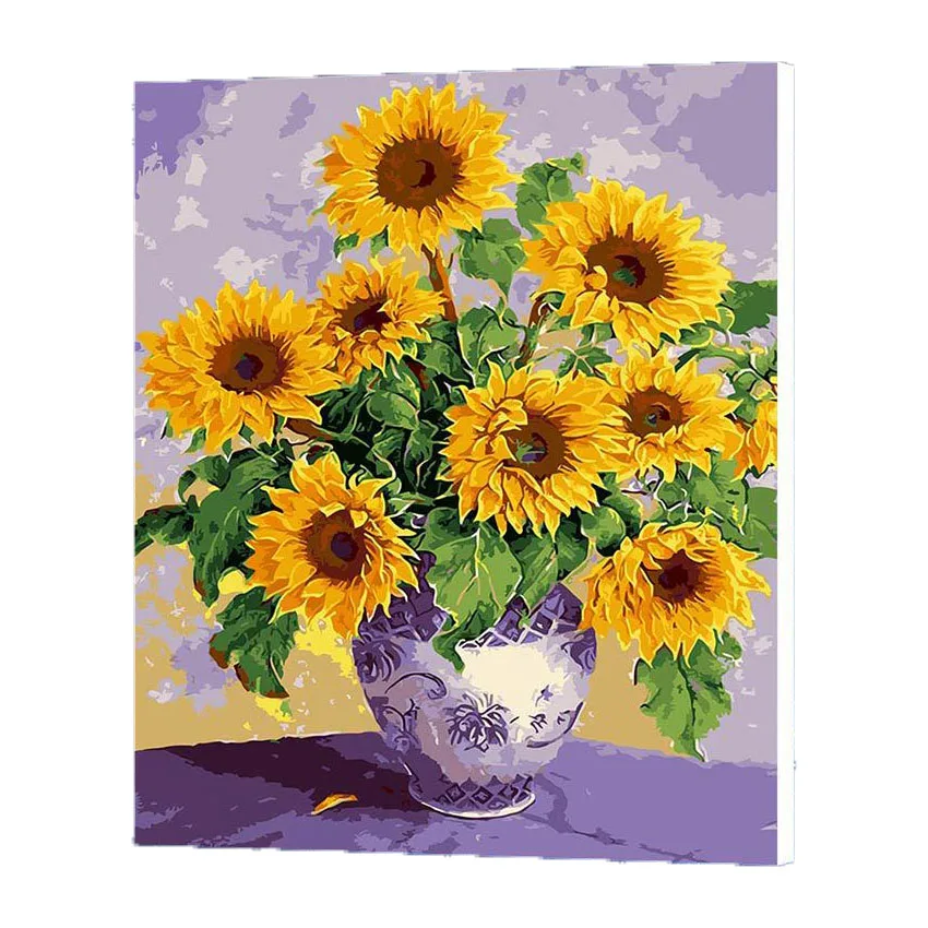 

Sunflowers Oil Painting By Numbers DIY Abstract Digital Picture Coloring By Numbers On Canvas Unique Gift For Home 2017