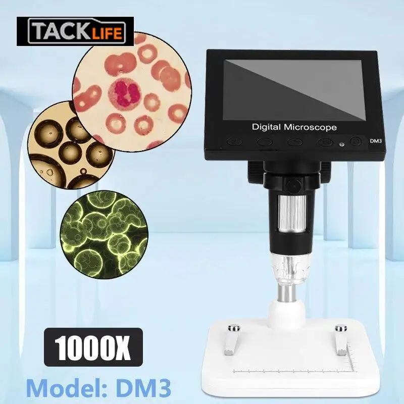 

1000X Digital USB Digital Electronic Microscope Mini Camera 8 LED Light 1080P FHD with 4.3" HD OLED Screen for Soldering Reading
