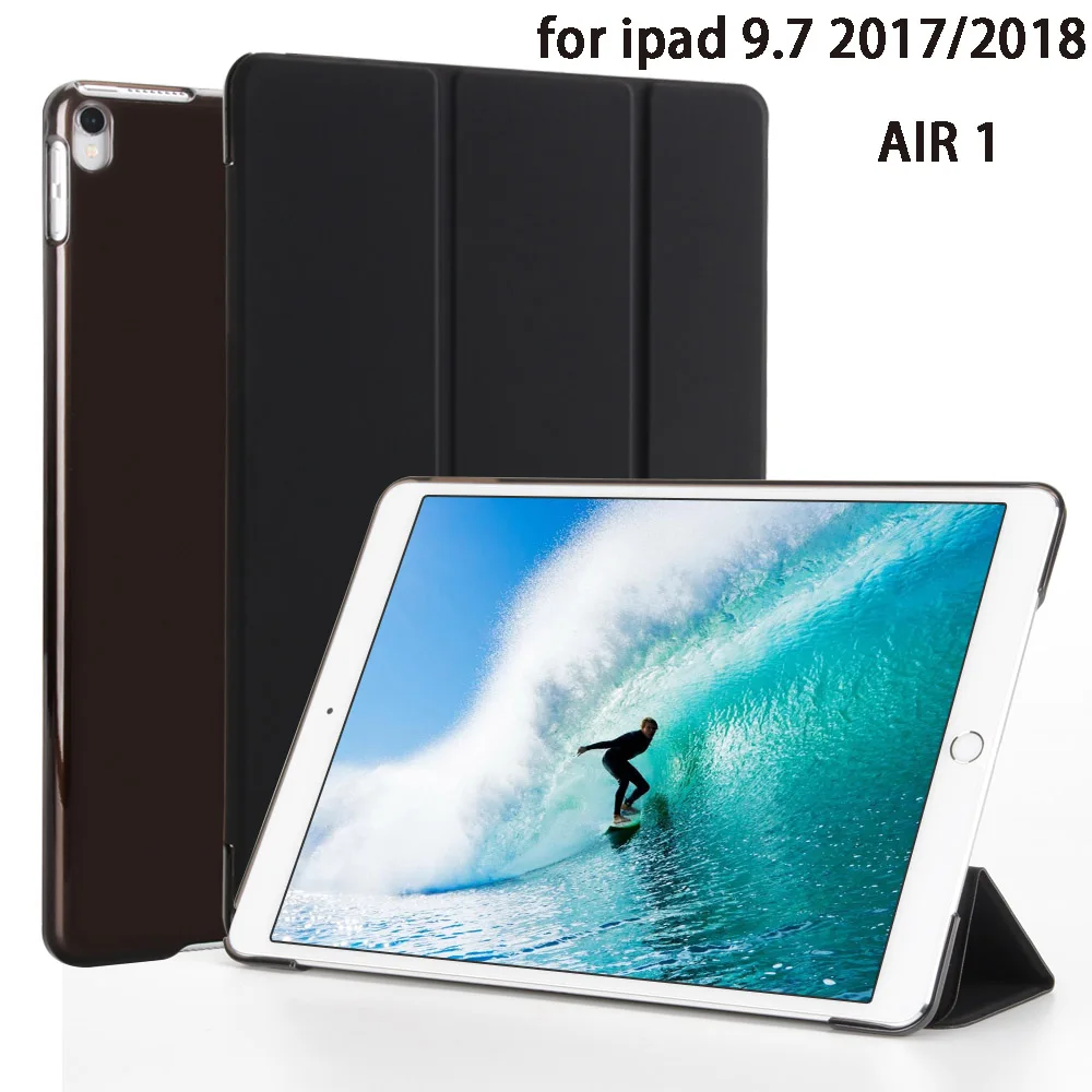 Чехол PFHEU для нового iPad 9,7-6 для Air 1 с магнитом для пробуждения сна, Ультратонкий кожаный чехол для планшета 1: 1 - Цвет: Black