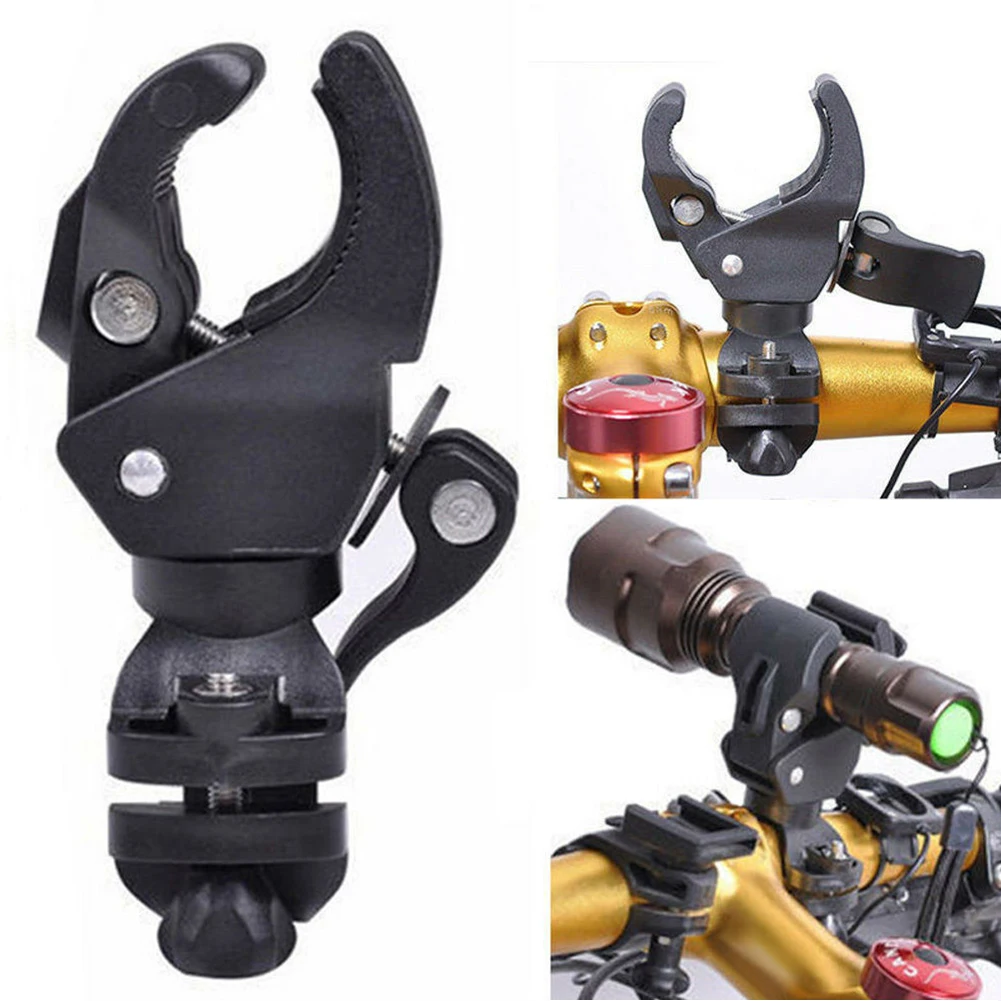 

90 Degree Rotating Flashlight Holder Lamp Stand Handle Bar Mount Clamp Clip Bracket Portable Bicycle Parts Cycling Accessories