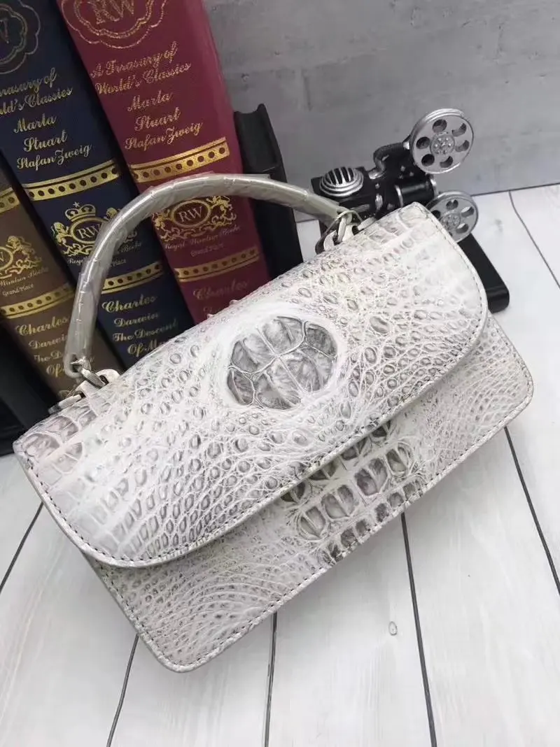 

Luxury Designer 100% Genuine Alligator Skin Ladies Small Flap Bag Handbag Exotic Crocodile Leather Women Crossbody Shoulder Bag