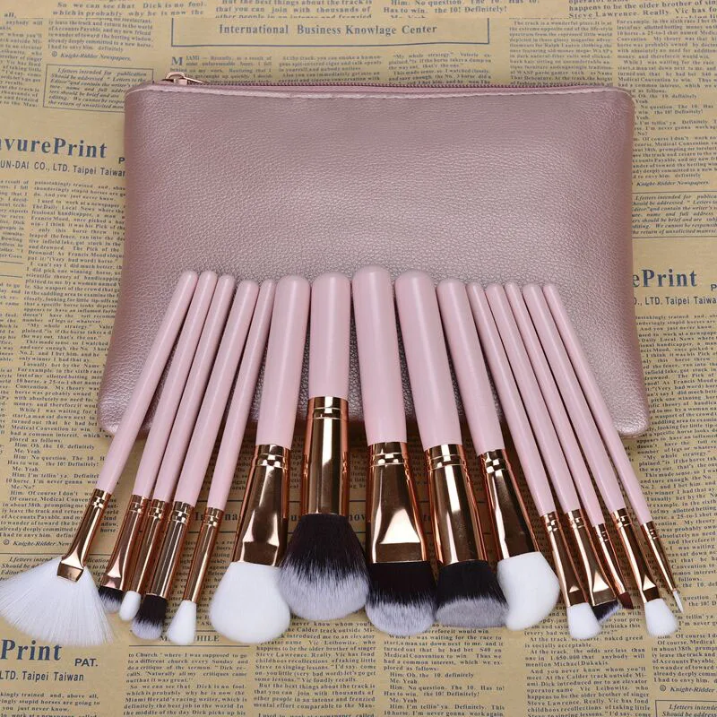 15pcs Pink Makeup Brushes Set Powder Foundation Eyeshadow Eyebrow Brush Cosmetic Beauty Tools Kit (4)