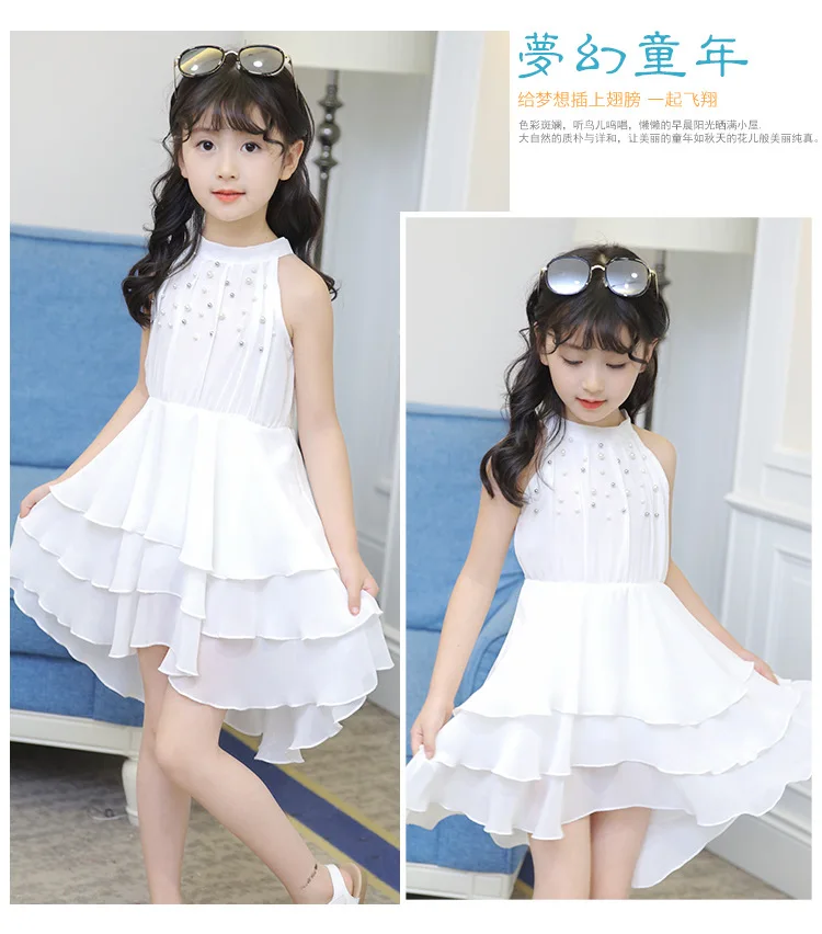 chiffon children clothing girls summer 2017 beading girl princess dresses layered child dress white pink red girls dress 4 5 6 7 8 9 10 11 12 13 14  years old little big teenage girls summer dress kids girls party dress  (12)