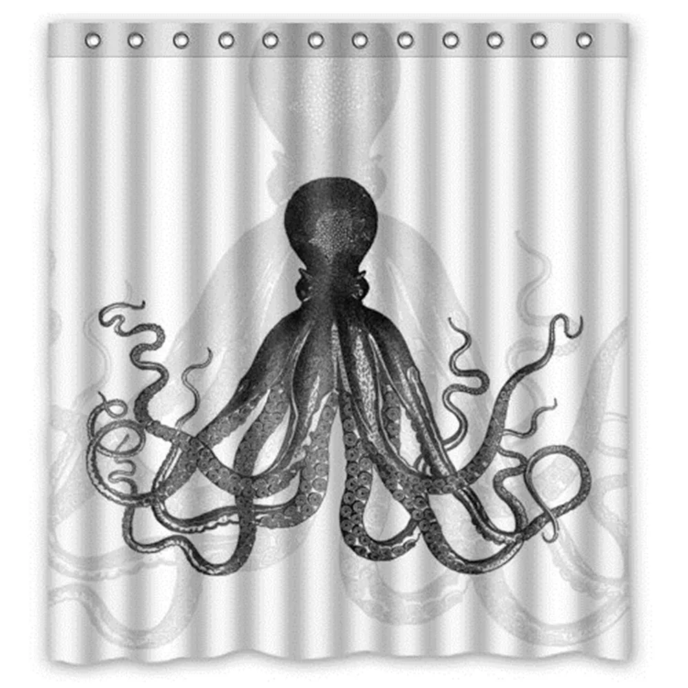 Octopus Art Theme Design 100% Polyester Bathroom Shower Curtain Rings Included -Best Visual Enjoyment For You | Дом и сад
