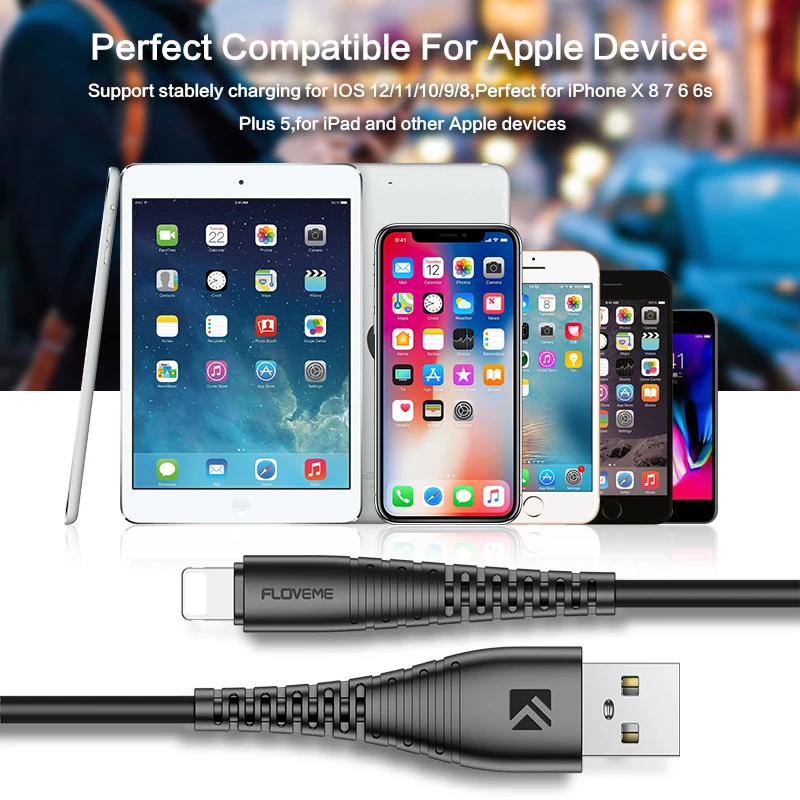 Floveme USB кабель для iPhone кабель X XS Max 8 7 Plus зарядное устройство для Cargador iPhone для Lightning-usb Зарядный провод телефонные кабели