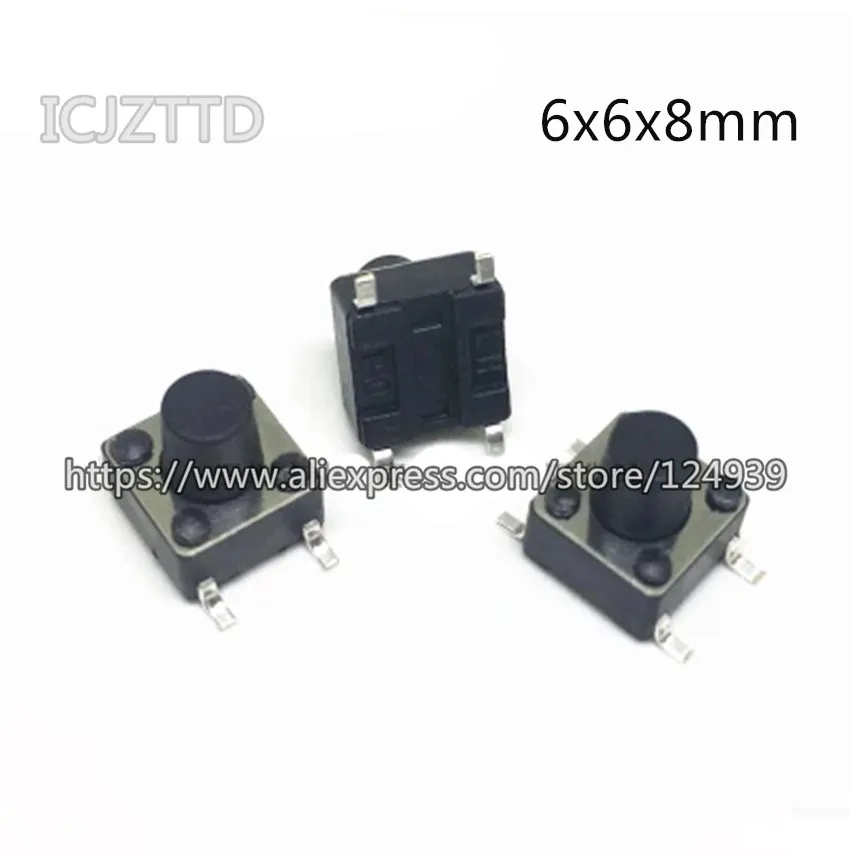 

100PCS SMD 6*6*8MM 6mm*6mm*8mm Push Button Switches SMD-4 6*6*8.0 Tactile Switches Push Button Tact Switch 6x6x8mm micro switch