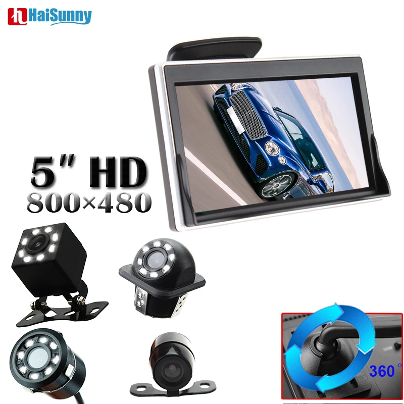 

8LED CCD Waterproof Vehicle Camera Universal HD Car Rear View Back Up Reverse Parking Camera With 5 Inch TFT LCD Car Monitor
