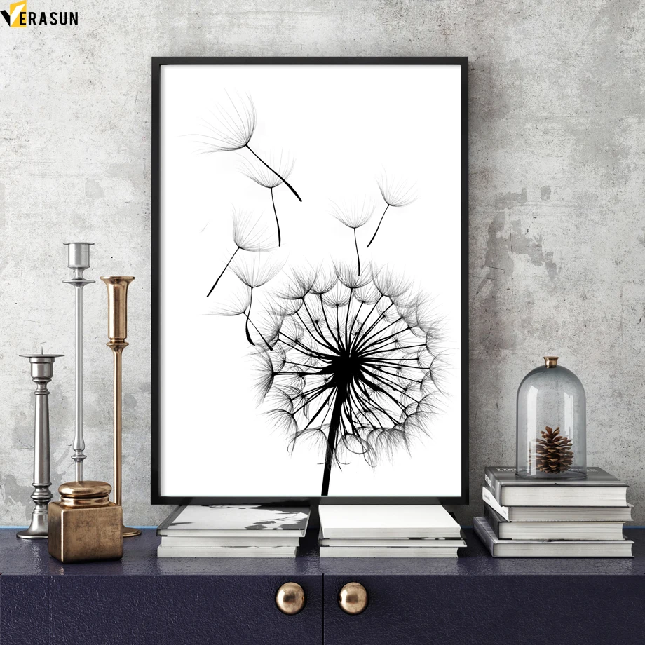 

Black White Dandelion Plant Wall Art Canvas Painting Nordic Posters And Prints Pop Art Wall Pictures For Living Room Home Decor