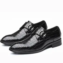 Кожаная обувь с микрофиброй; модные мужские оксфорды с пряжкой; цвет черный, синий; деловая обувь на плоской подошве для свадьбы; большие