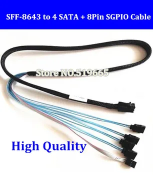 

Free Shipping 100cm Length Mini SAS HD Data Cable Support 12Gb/s 6GB SFF-8643 to 4 SATA + 8Pin SGPIO Light Line Cable