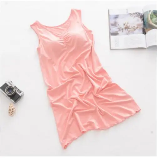 Fdfklak M-XXL Plus Size Nightgowns Summer New Modal Night Gown Night Dress Sexy Sleepwear Nighties For Women Q1167 - Цвет: pink