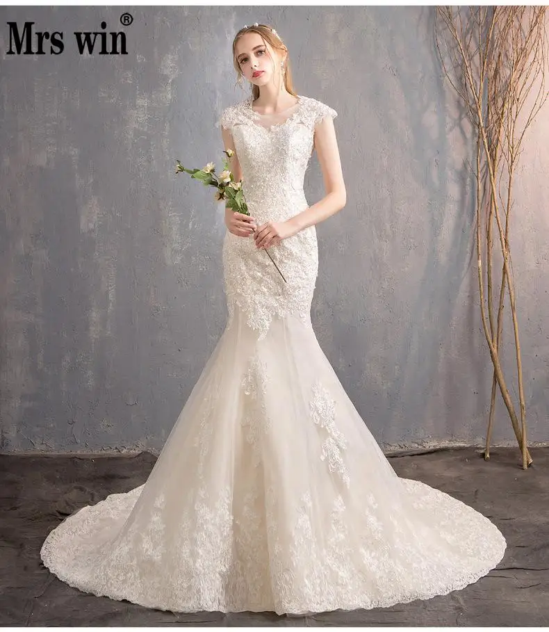 Mermaid Wedding Dress 2019 New Mrs Win Luxury Robe De Mariee Grande Taille Lace Embroidery Vestido De Novias Can Custom Dress F December 2019