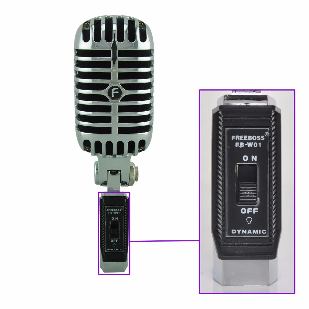 FREEBOSS FB-W01 Vintage Style Wired Dynamic Microphone Retro Professional Karaoke Studio Jazz Stage Vocal Mic image 4