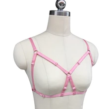 Для женщин розового цвета сексуальные Harajuku бюстгалтер без косточек с эластичными жгутами бондаж летний короткий топ, Экзотический Костюм Свадебные Подвязки Танцы& вечерние одежда в стиле рейв