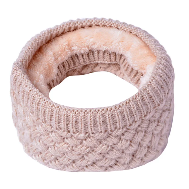 

Fashion Unisex Winter Warm Knitted Ring Scarves Thick Fleece Inside Super Elastic Knit Mufflers Men Women Children Neck Warmers