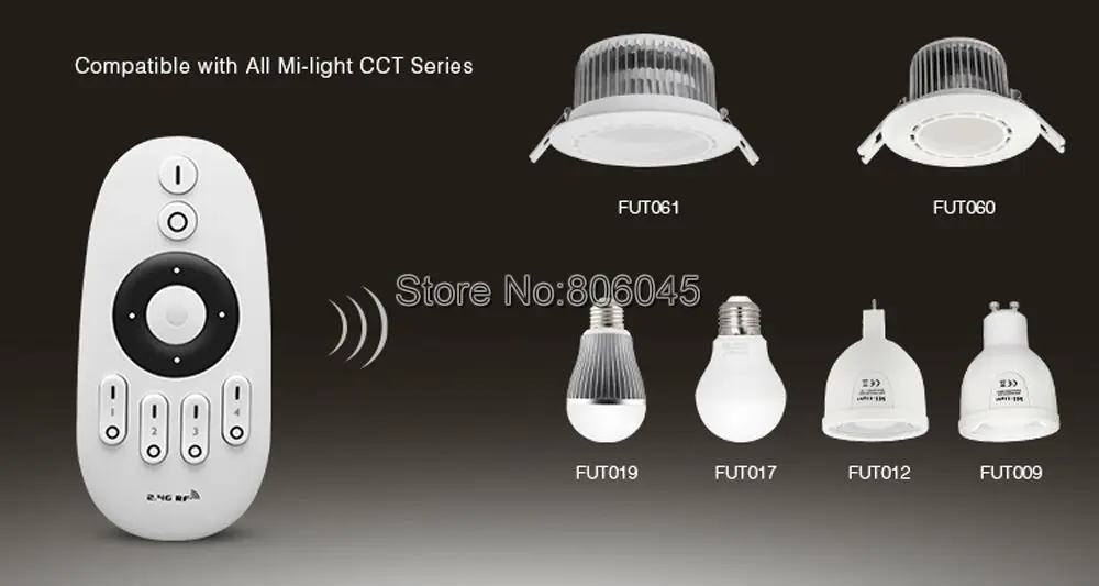 Ми. light 2.4 г rf 4-зоны Беспроводной пульт дистанционного управления для ми-свет CW/WW светодиодные лампы или один Цвет светодиодные полосы fut005