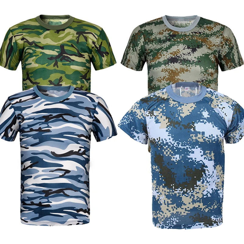 

2019 Summer Men Outdoor Sports Camouflage Short Sleeves T-Shirts Breathable Quick Dry Hiking Camping Cycling Tees