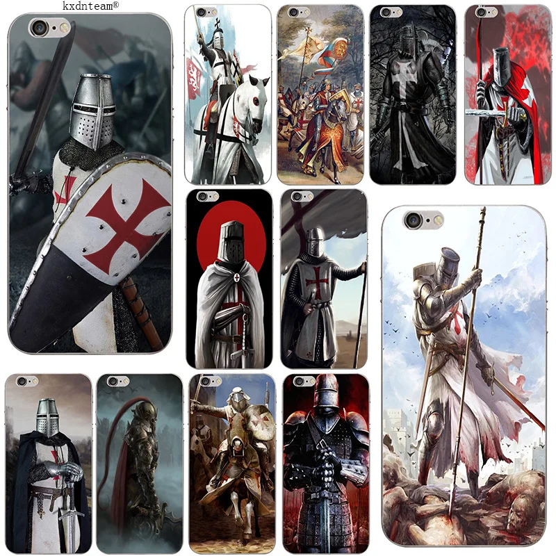 

Knight Templar Soft Slim Phone Cases TPU Silicon Transparent Cover for iPhone 8 7 6 6S Plus X 5 5S SE 5C 4 Shell Coque Fundas