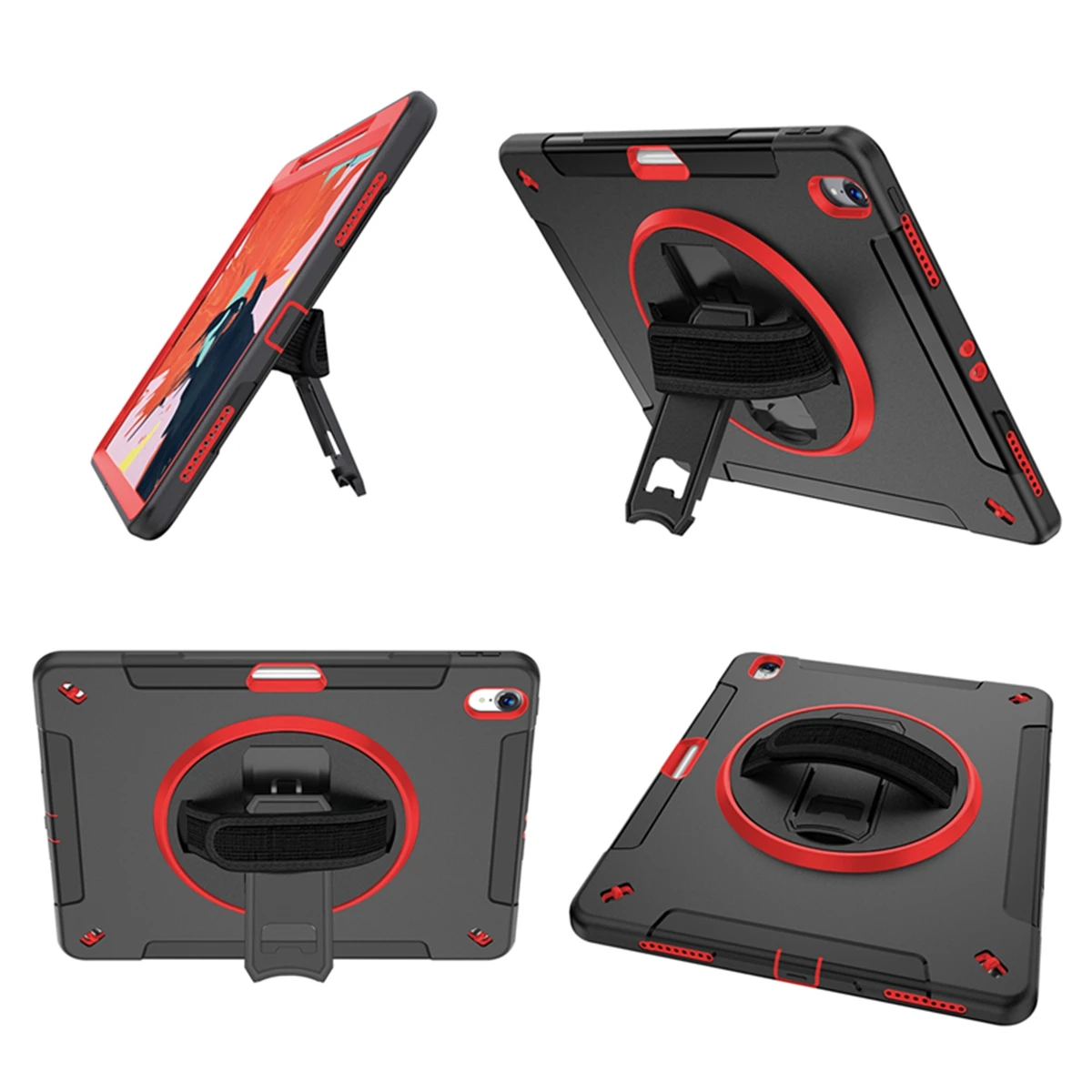 

for iPad Pro 12.9 inch 2018 Tablet Case PC Hybrid TPU Cover Shockproof Shell with Bracket Hand Strap Portable Cover for iPad Pro