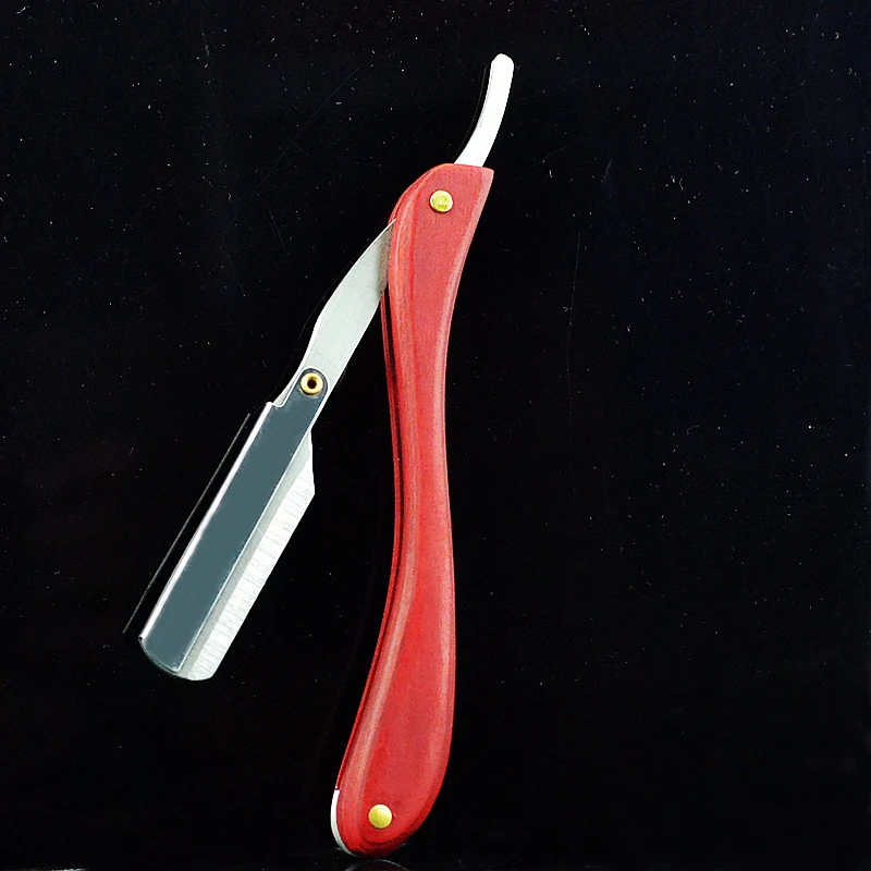 1 X Профессиональная Классическая Парикмахерская бритва с прямым краем-деревянная ручка-салонная качественная Бритва для мужчин