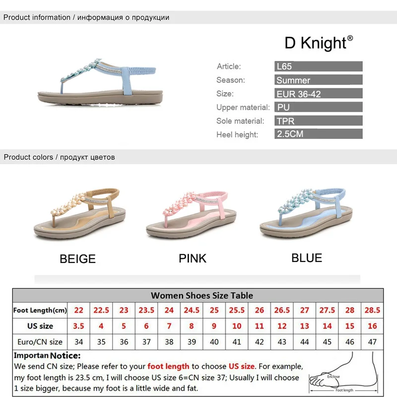 D Knight New women Bohemia Flat Sandals Shoes Woman Rhinestone Flip Flop Crysta Flower Beach Sandals Casual Shoes Big Size 36-42 (20)