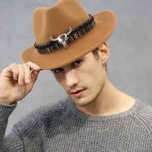 Мужская и Женская Ретро фетровая шляпка ковбойская широкополая шляпа QL распродажа