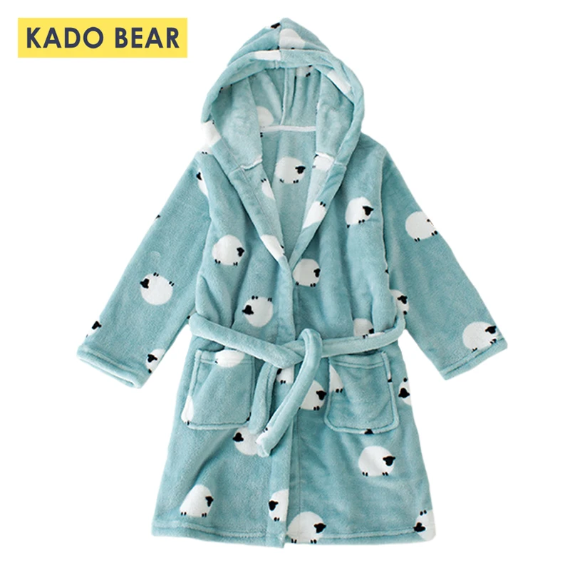 

Kids Flannel Pajamas Girl Boy Winter Velvet Fleece Bath Robe Hooded Towel Sleepwear Baby Bathrobe Pyjamas Children Robes Clothes