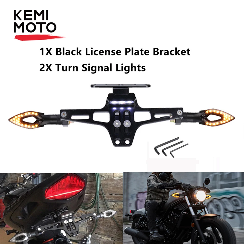 

KEMiMOTO Motorcycle License Plate Holder Bracket Front Rear Turn Lights For YAMAHA MT07 FZ07 MT 07 2014 2015 2016 2017 2018