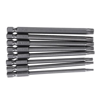 

8 Size 100mm Length 1/4'' Hex Shank Magnetic Torx Screwdriver Bits Set T8 T10 T15 T20 T25 T27 T30 T40 Electric Screwdriver Tools
