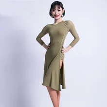 Модные женские платья с перекрестными бретельками и круглым вырезом, сексуальные платья для латинских танцев, женские бальные костюмы, костюмы для Фламенго M3218