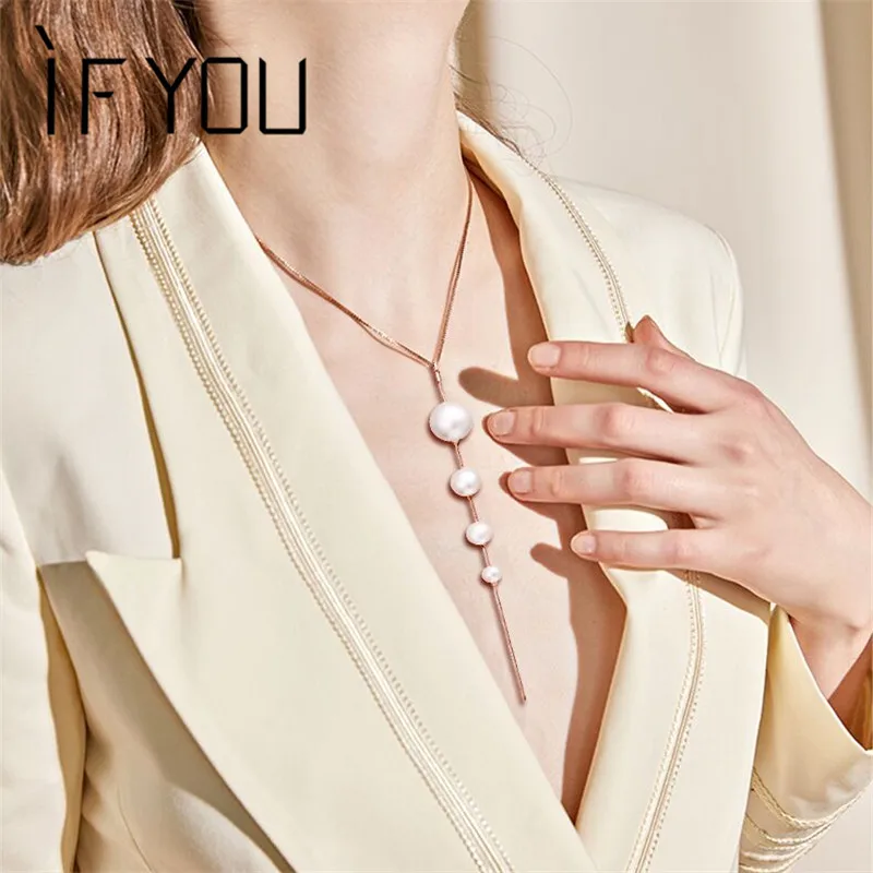 

IF YOU Fashion Pearl Pendant Necklace For Women Elegant Gold Color Choker Necklaces Holiday Statement Boho Jewelry 2019 New