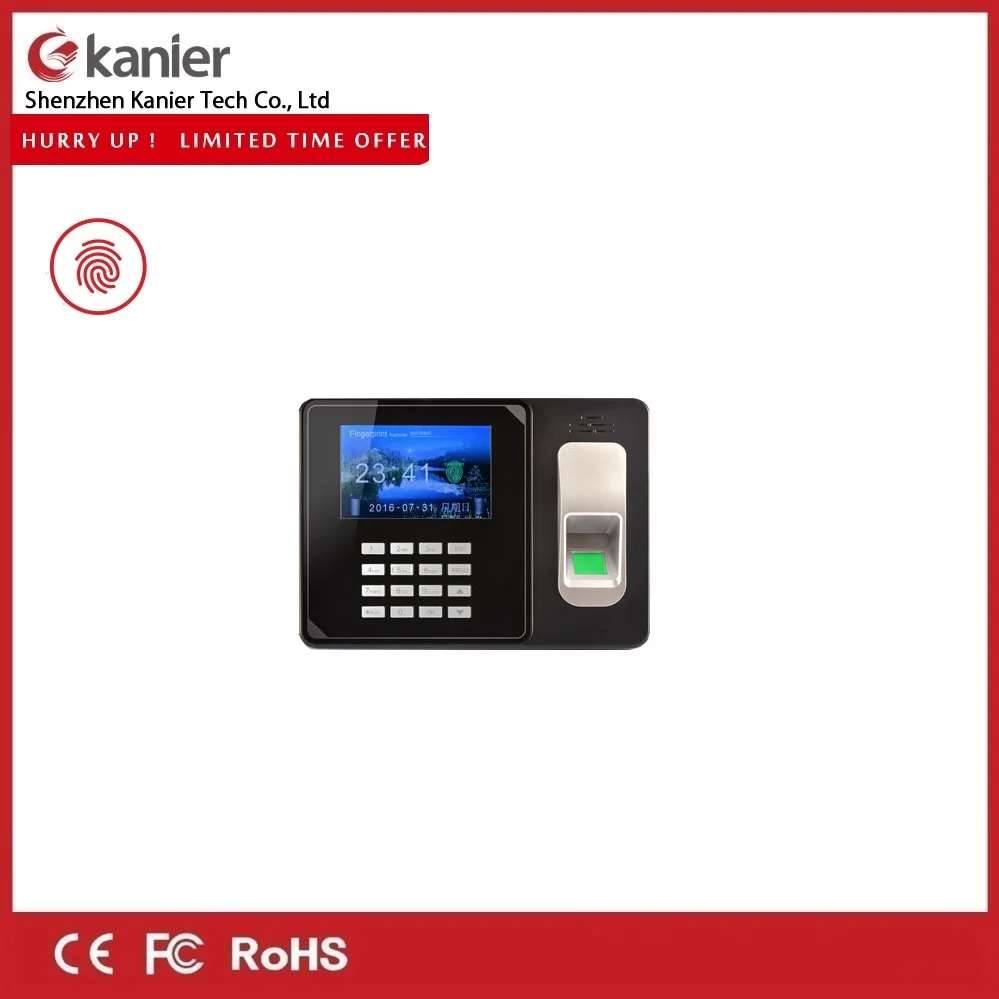 

Linux SSR 4inch Color Screen Fingerprint Time Attendance with TCP/IP 3000 fingerprint user with RFID & Inbuit Battery Option