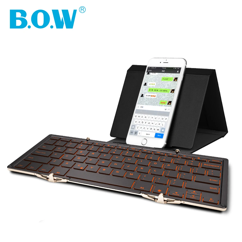 B O W Universal BACKLIT backlight Foldable Wireless Bluetooth Keyboard for iPad Smartphone tablets PC Ergonomic
