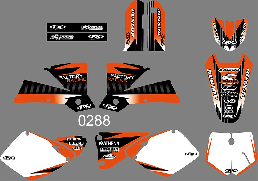 

4 STYLES TEAM GRAPHICS BACKGROUNDS DECALS STICKERS FOR KTM SX 2001 2002