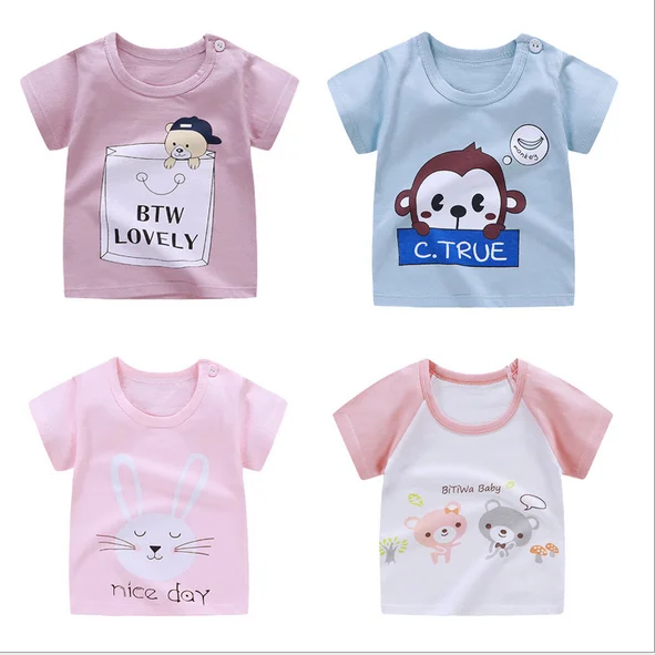 Baby Girls Shirts Summer Short Sleeve Clothing Cotton Tee Tops Cartoon Animal Embroidery Boy Clothes Kids Shirt | Детская одежда и